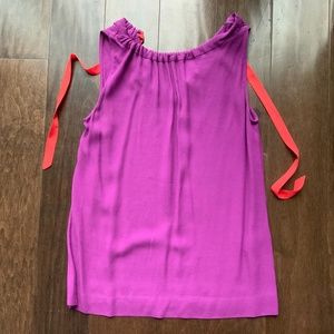 KATE SPADE Blouse Sleeveless in Pink with Orange Ties. Size XS.